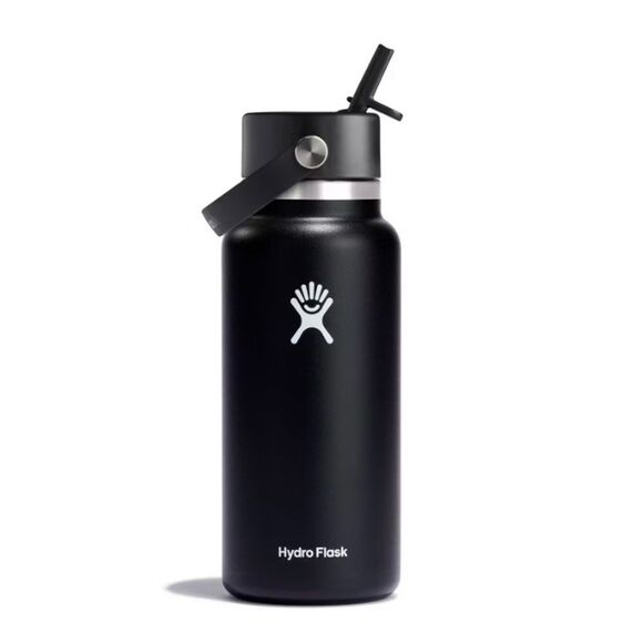 Hydro Flask 32oz Wide Mouth Flex Straw Insulated Water Bottle Black Handle NIB - Picture 2 of 9